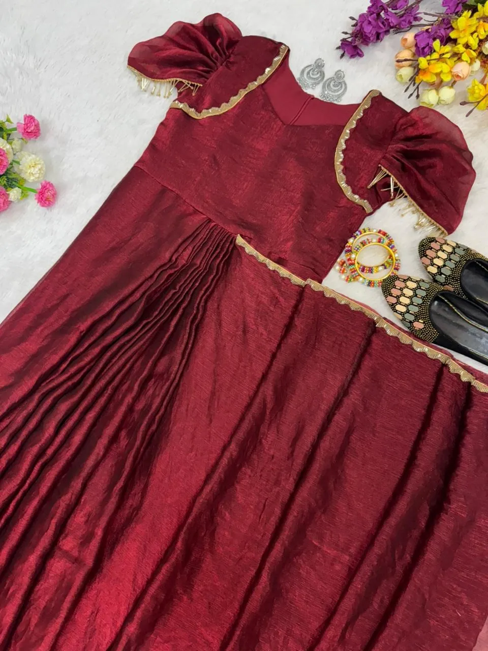 Red Color Zip and Go Saree for Party - Image 3