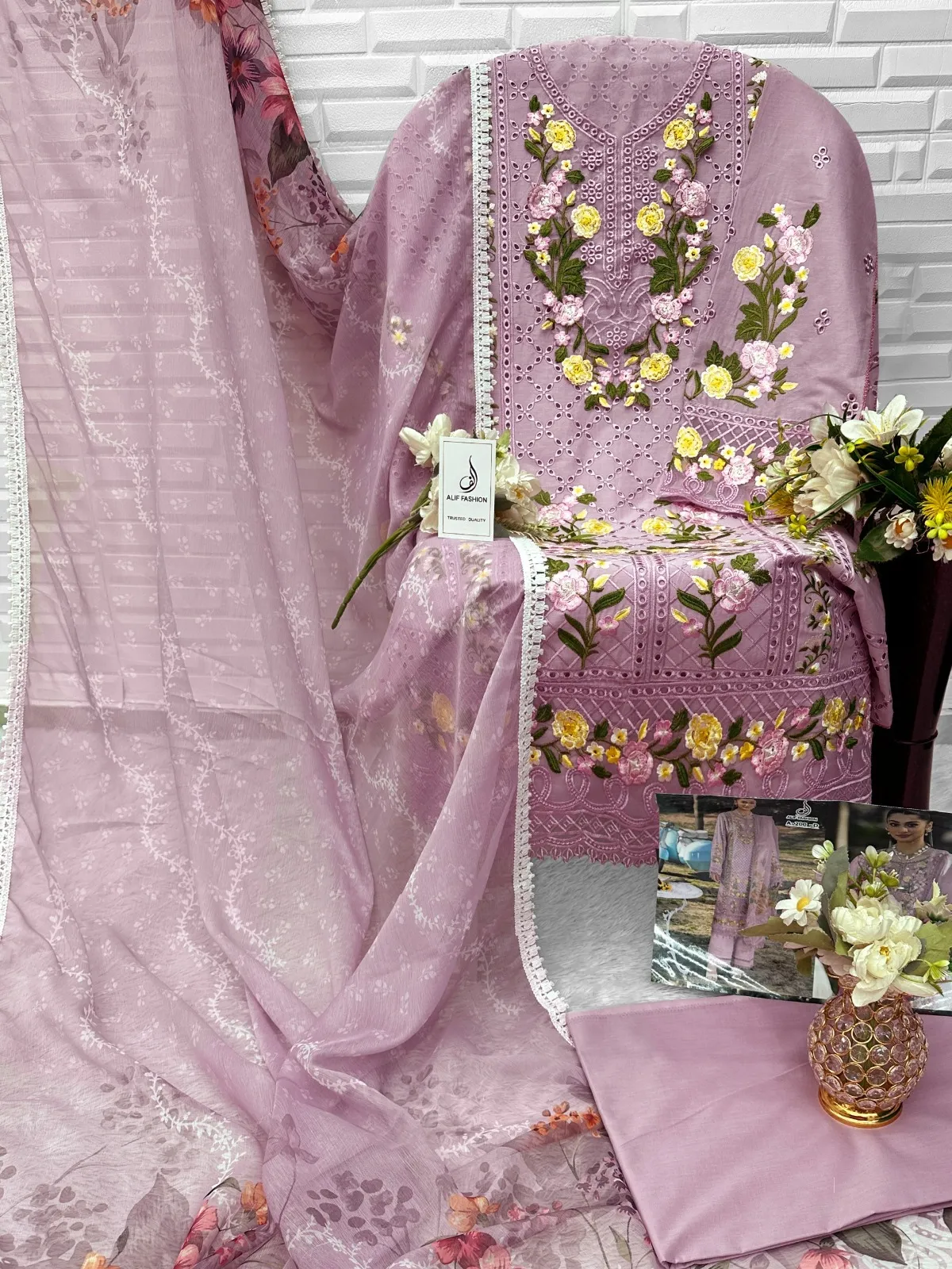 Purple Cotton Pakistani Suit for Women - Image 5