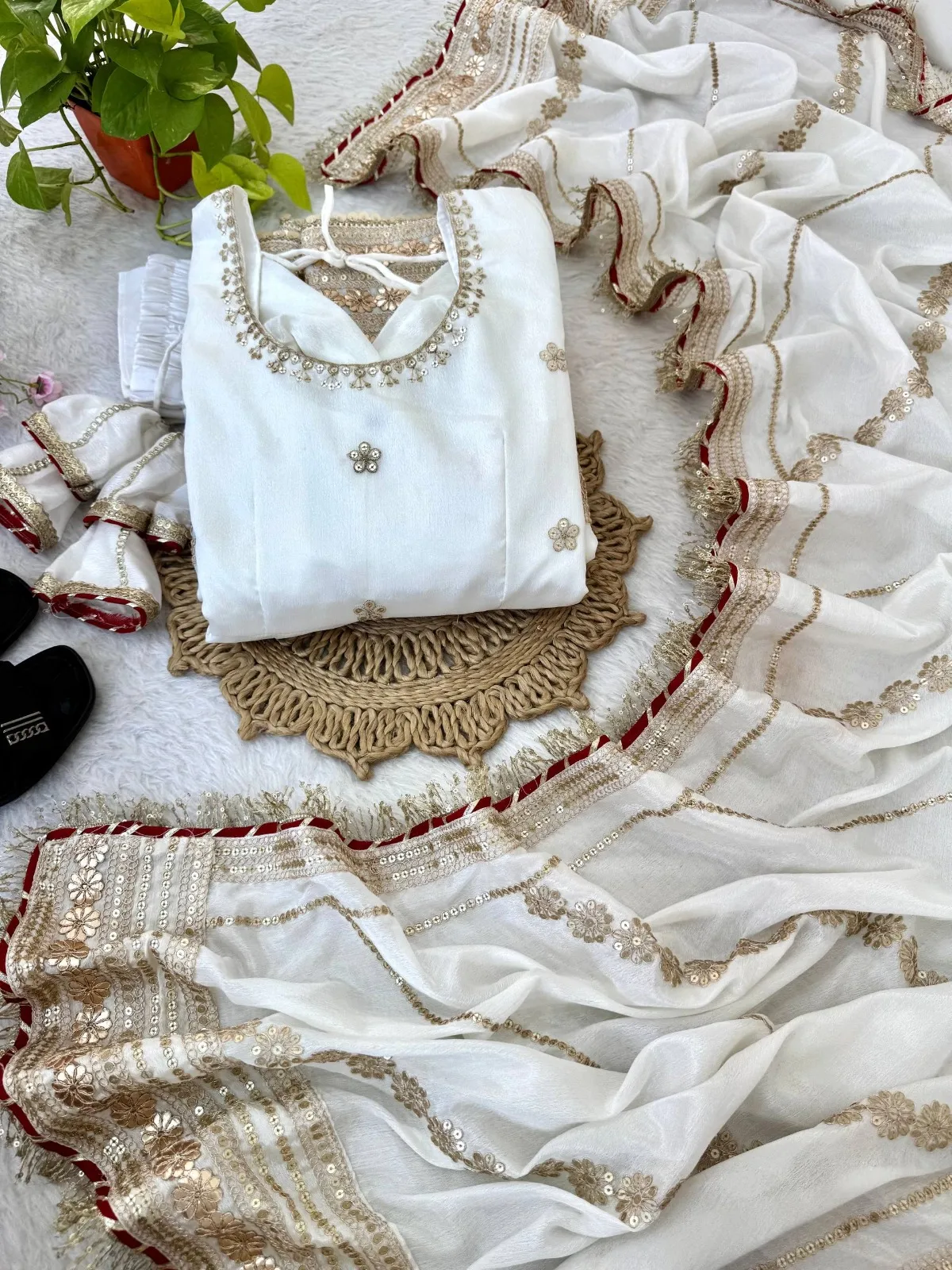 Ramzan Eid Special Cream Anarkali Dress | Eid Suits - Image 2