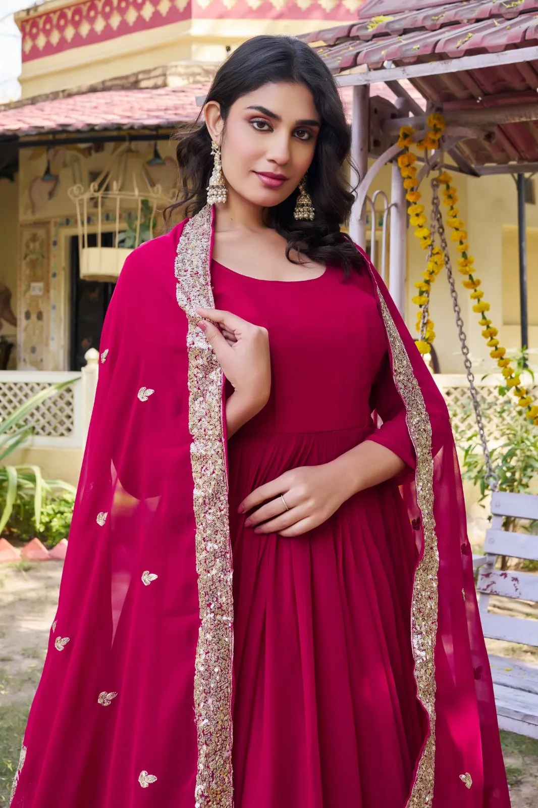 Rani Gown with Sequence Big Border | Readymade Gown - Image 2