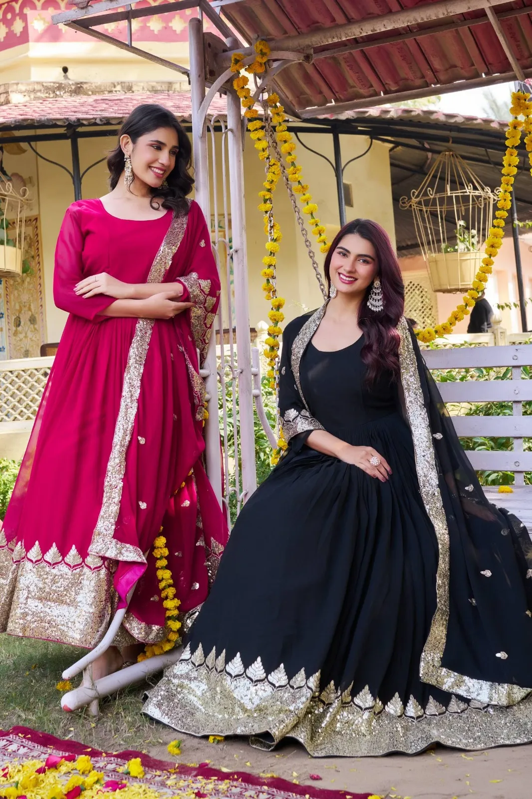 Rani Gown with Sequence Big Border | Readymade Gown - Image 4