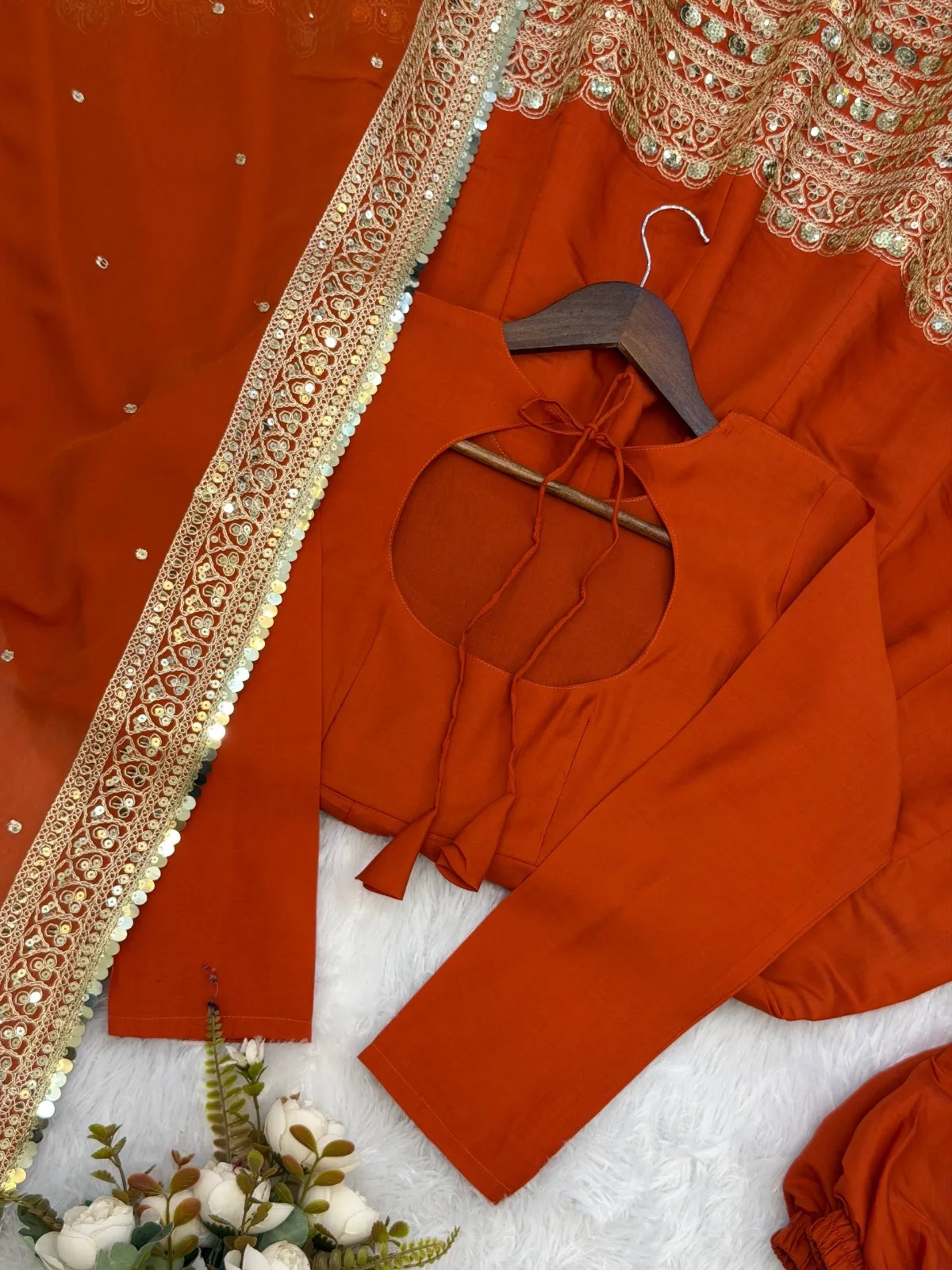 Readymade Orange Anarkali Dress - Image 3