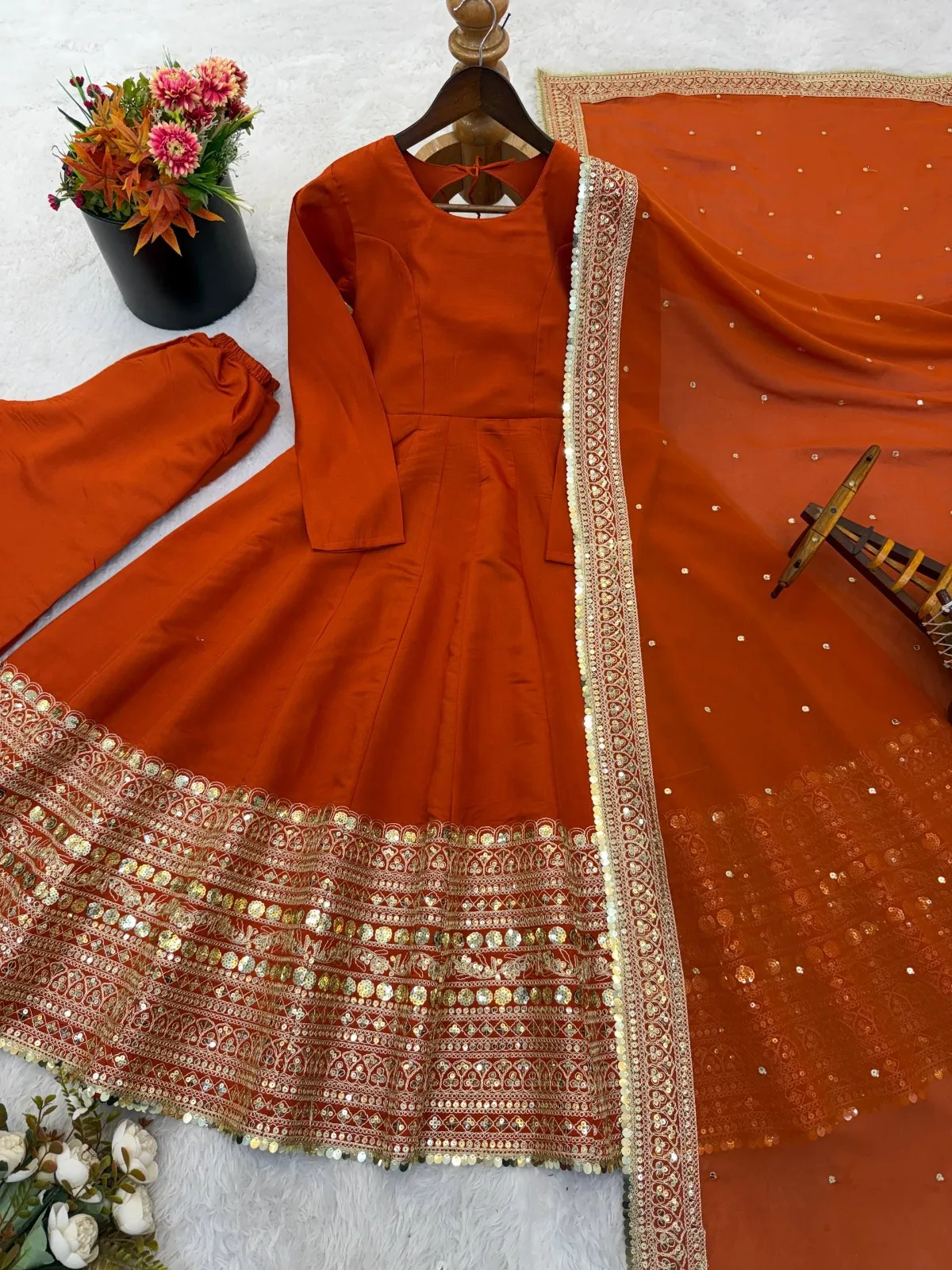 Readymade Orange Anarkali Dress - Image 2