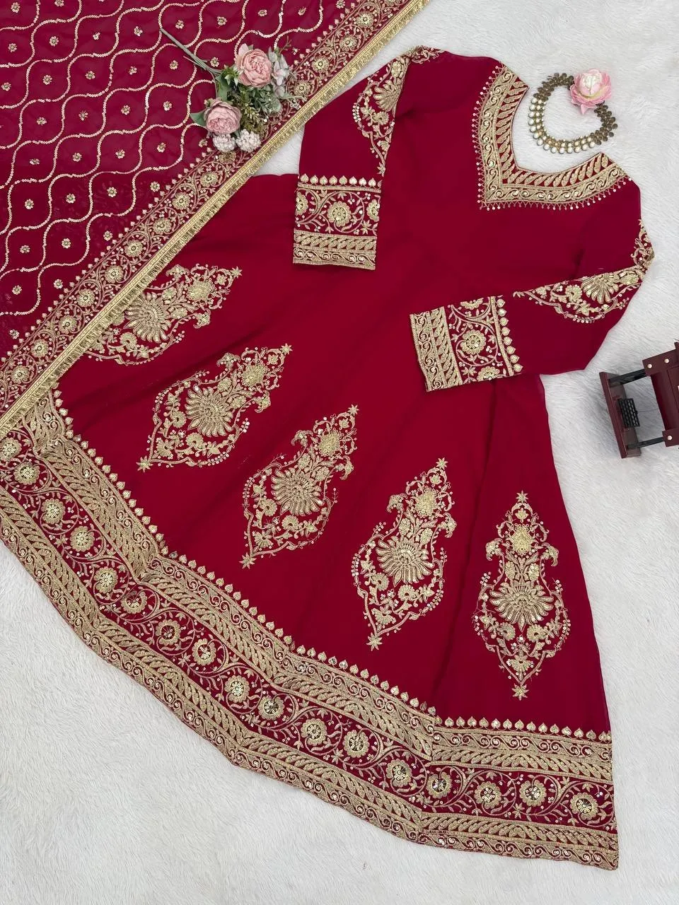 Red Wedding Anarkali - Image 3