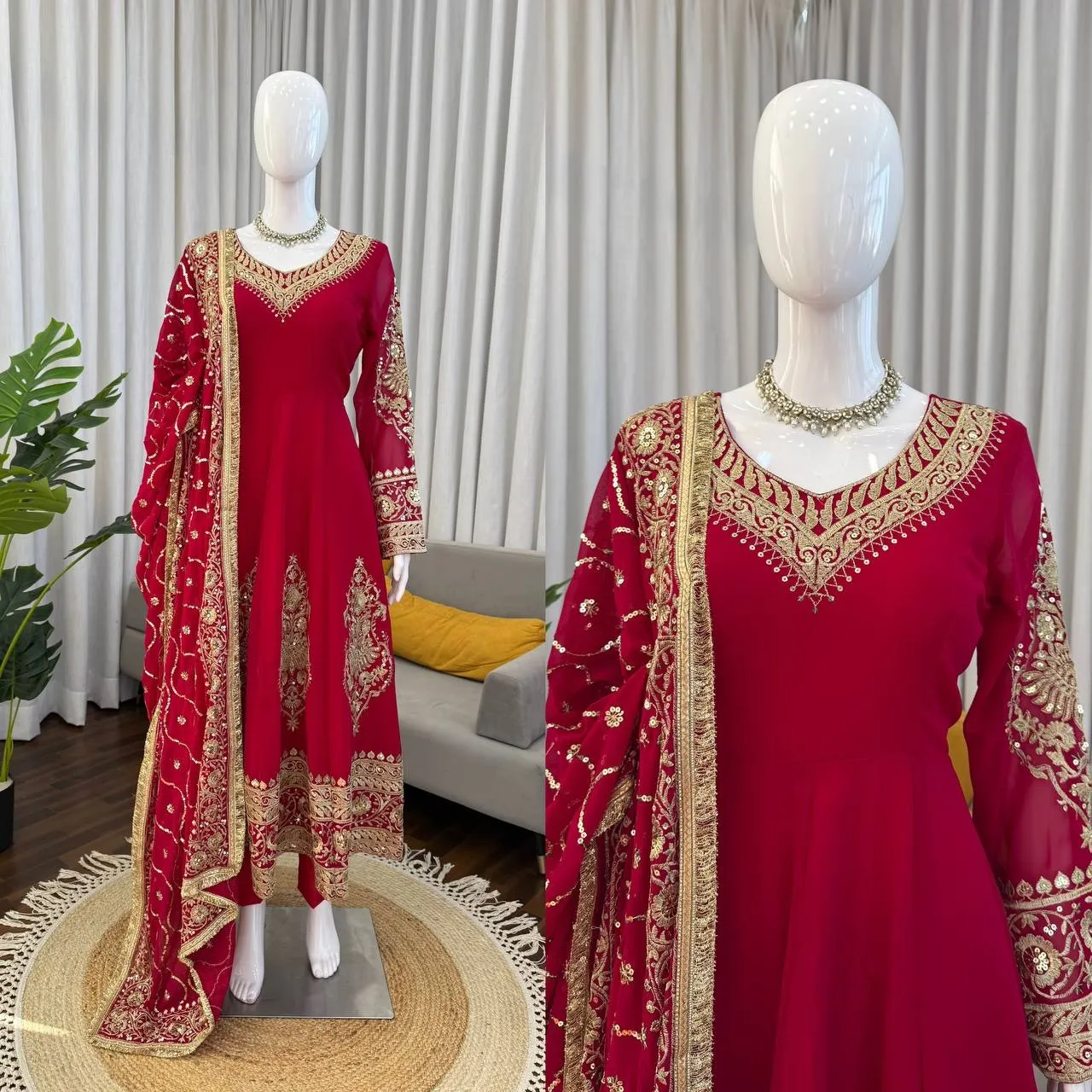Red Wedding Anarkali - Image 4