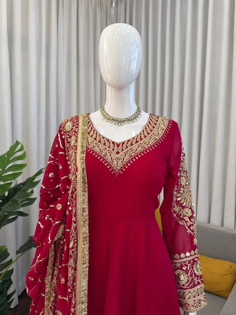 Red Wedding Anarkali - Image 6