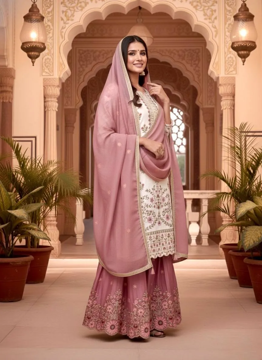 White Contrast Women Pakistani Readymade Dress - Image 2