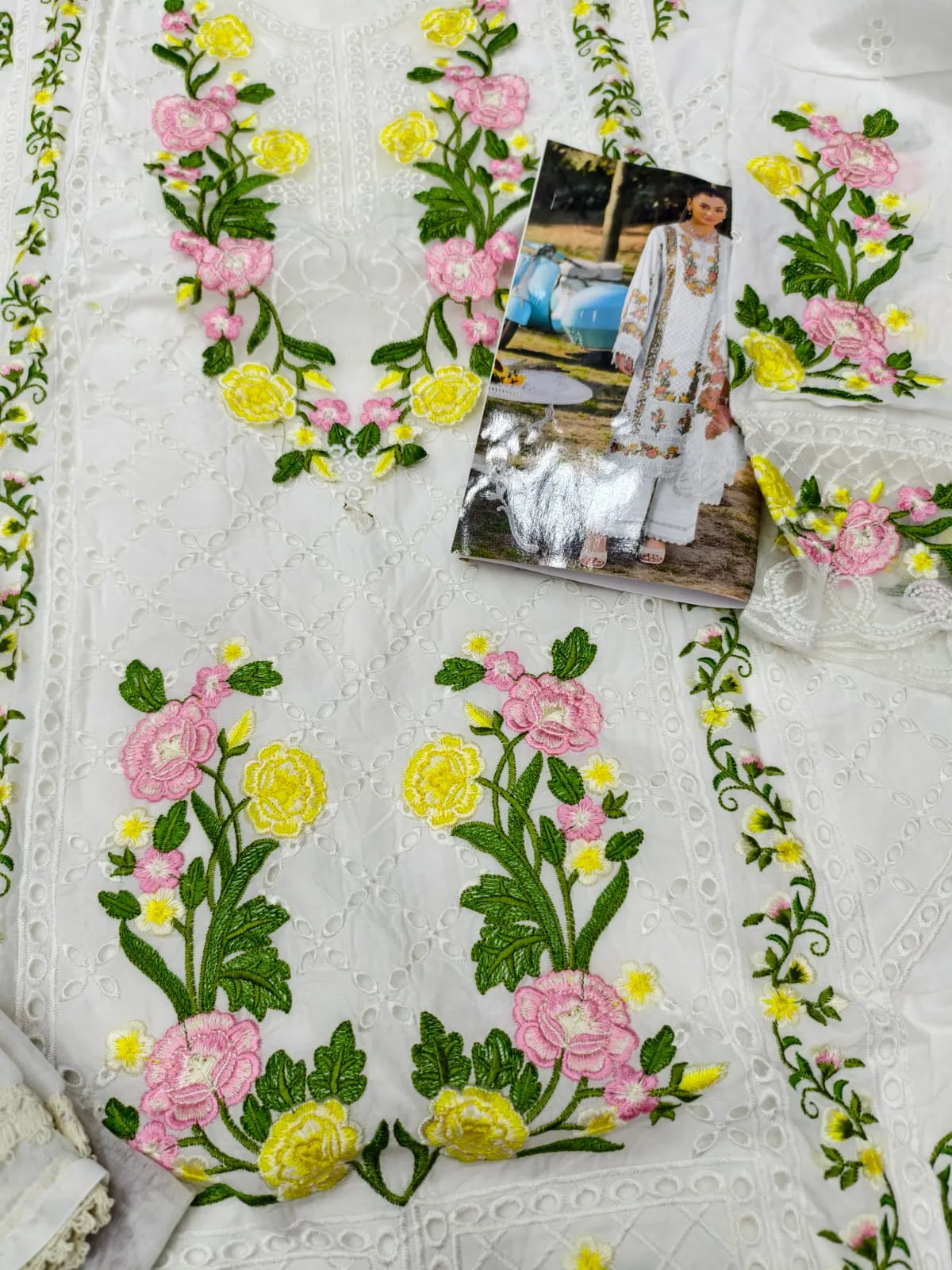 White Cotton Pakistani Suit for Women - Image 2