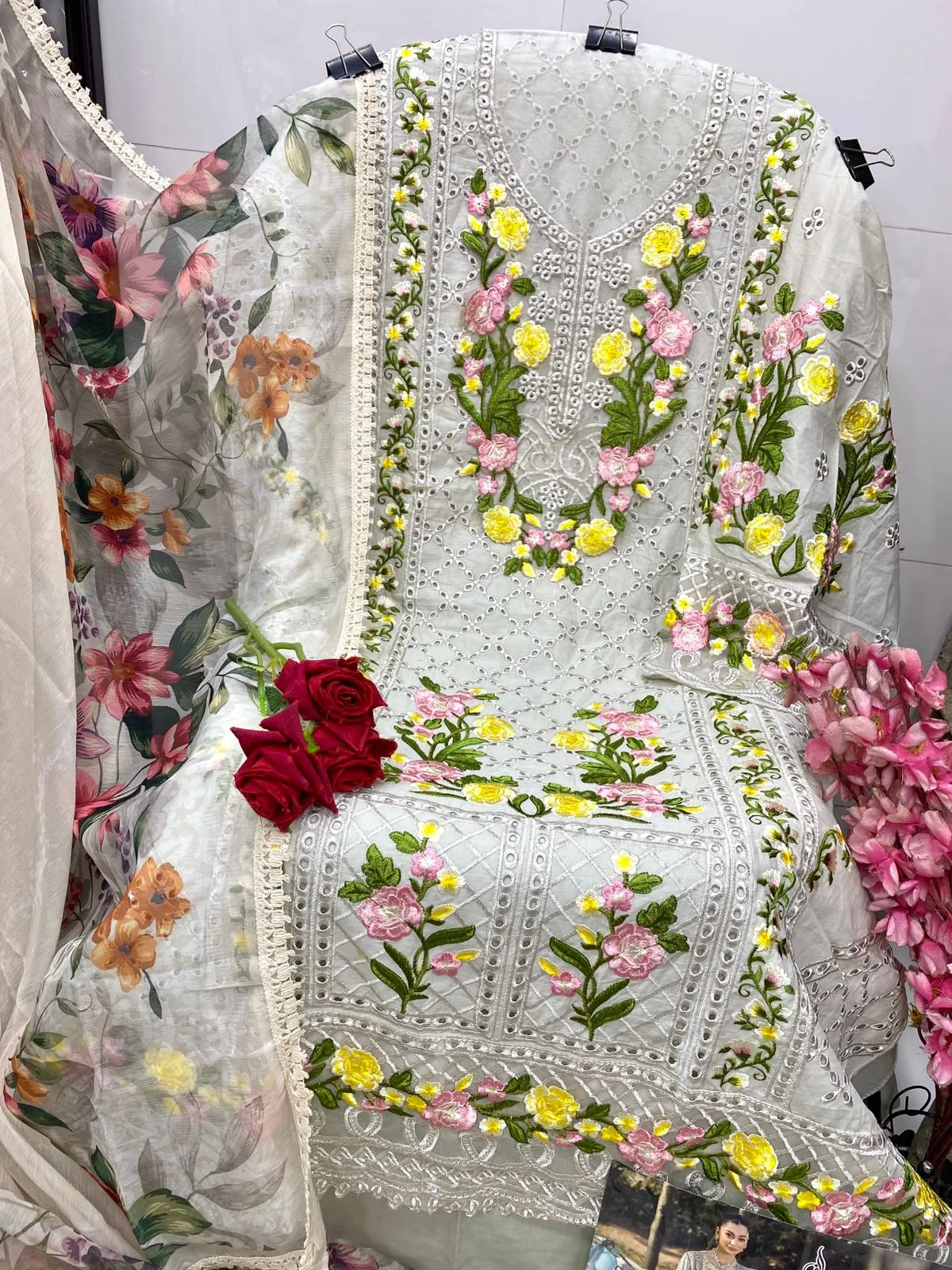 White Cotton Pakistani Suit for Women - Image 4