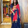 Zip and go Saree for Wedding Orange Blue Color