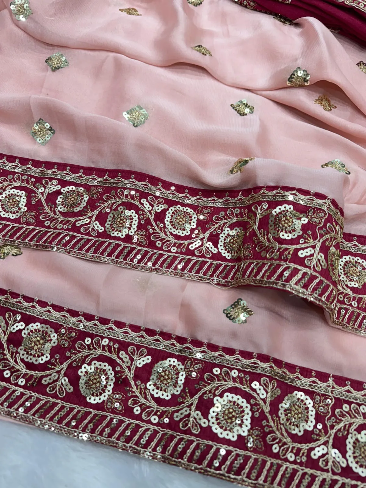 Baby Pink Border Saree for Pooja - Image 7
