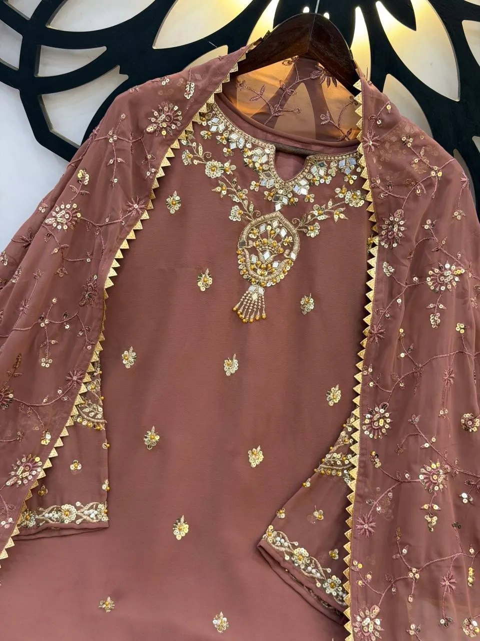 Brown Straight Readymade Pakistani Suit Set - Image 5