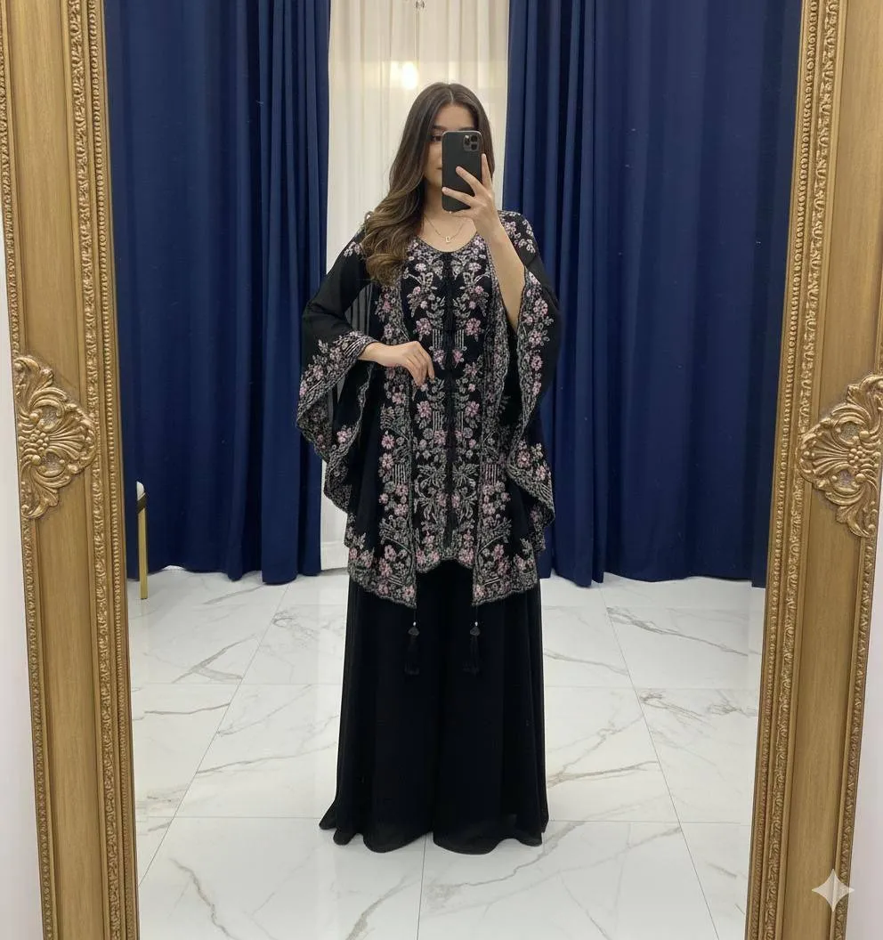 Designer Shrug Style Readymade Dress Black