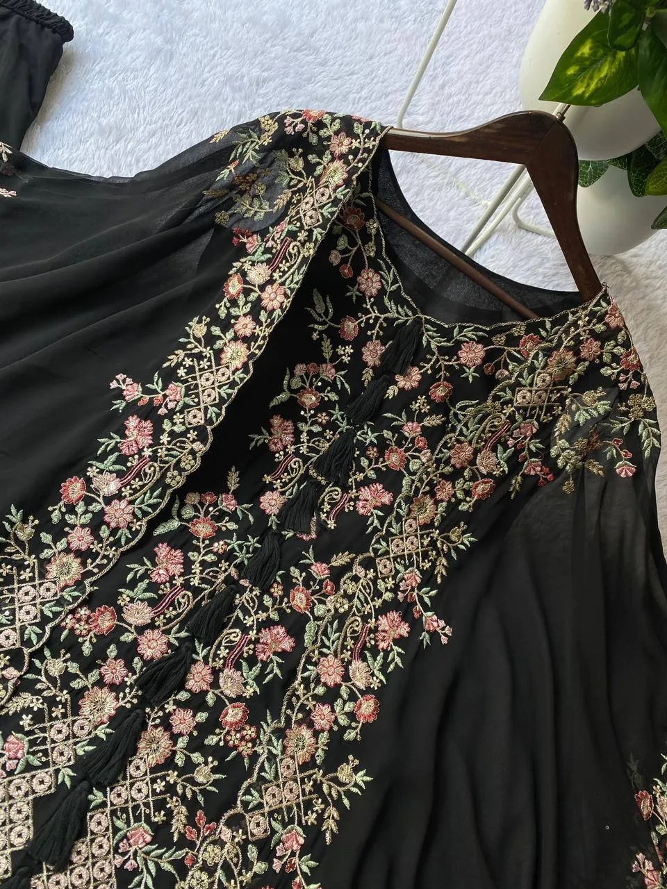 Designer Shrug Style Readymade Dress Black - Image 2