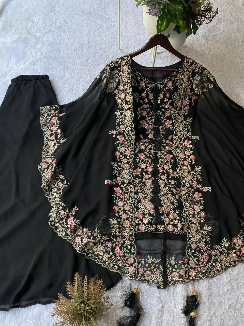 Designer Shrug Style Readymade Dress Black - Image 3