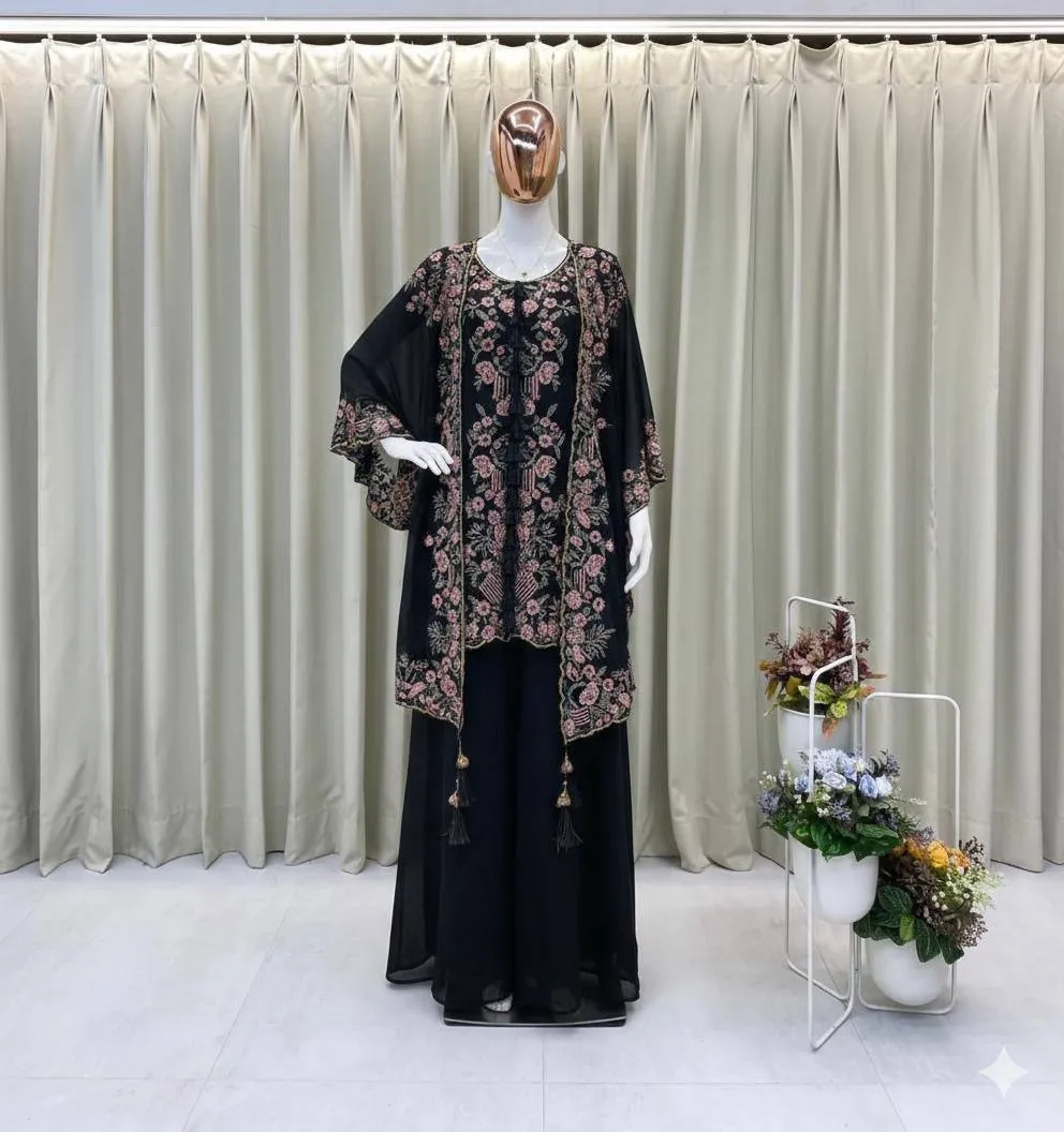Designer Shrug Style Readymade Dress Black - Image 4