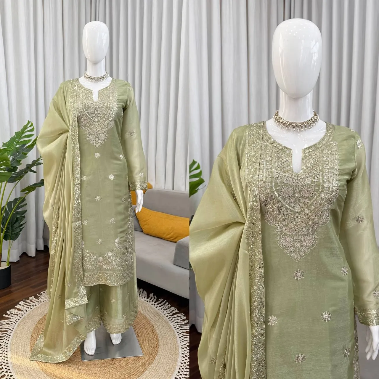 Eid Special Pista Plazzo Kurti Set - Image 2