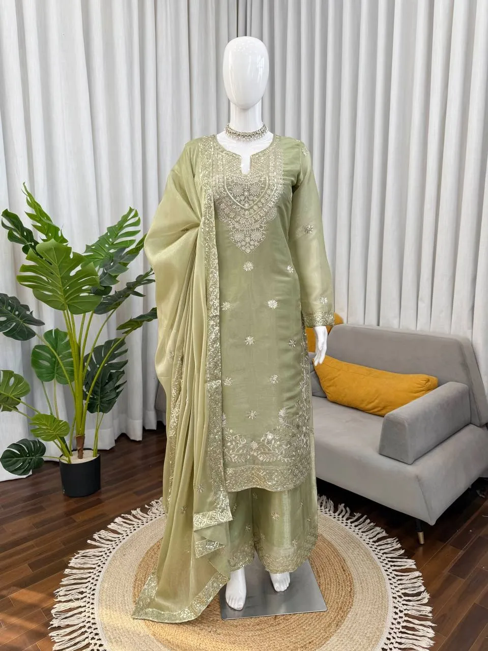 Eid Special Pista Plazzo Kurti Set