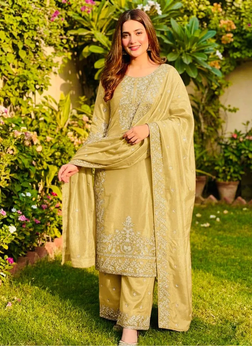Festival Pakistani Readymade Yellow Dresses - Image 2