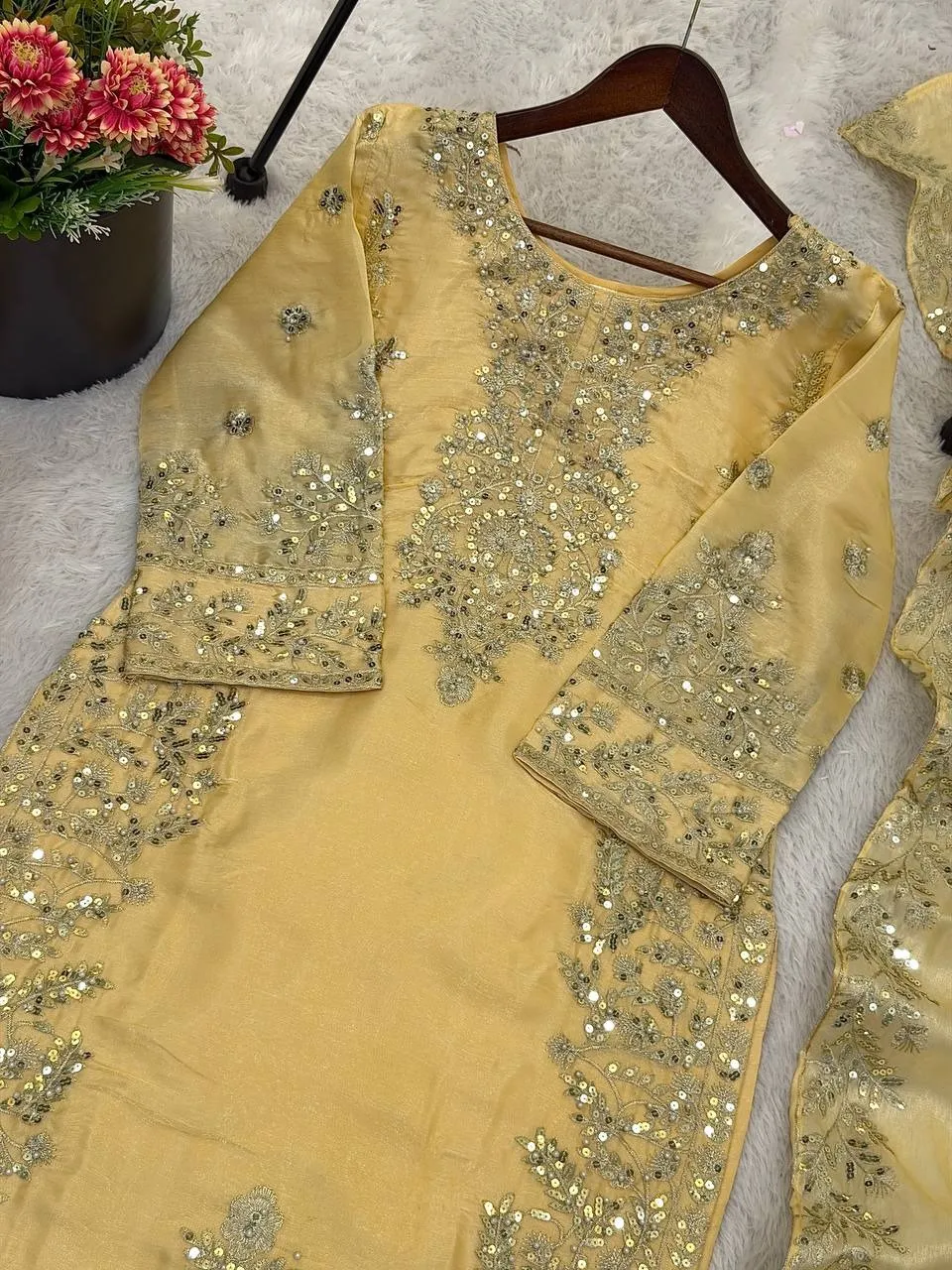 Festival Pakistani Readymade Yellow Dresses - Image 3