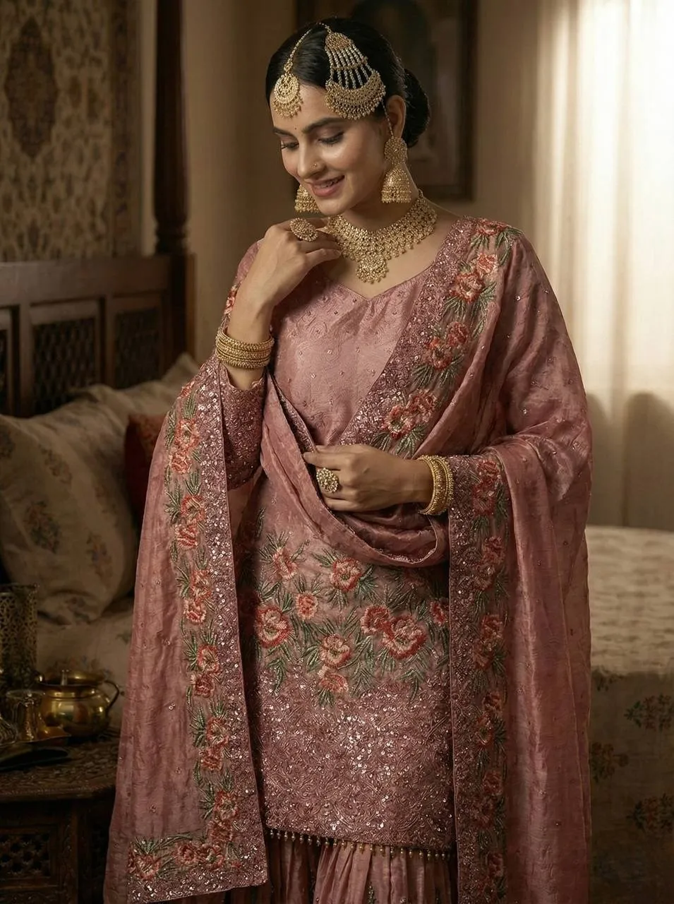 Pink Readymade Pakistani Gharara Suit