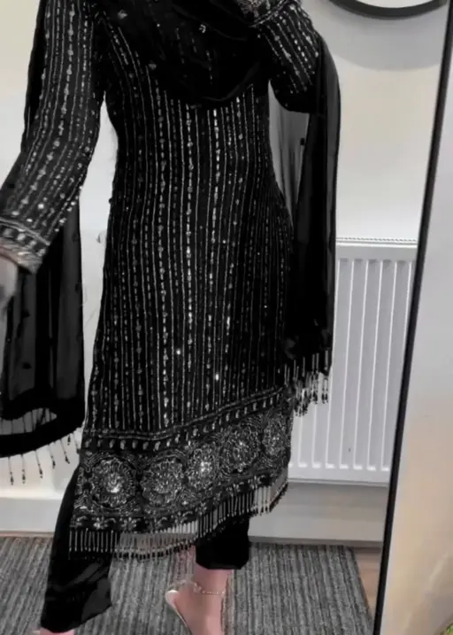 Readymade Straight Pakistani Suit Black