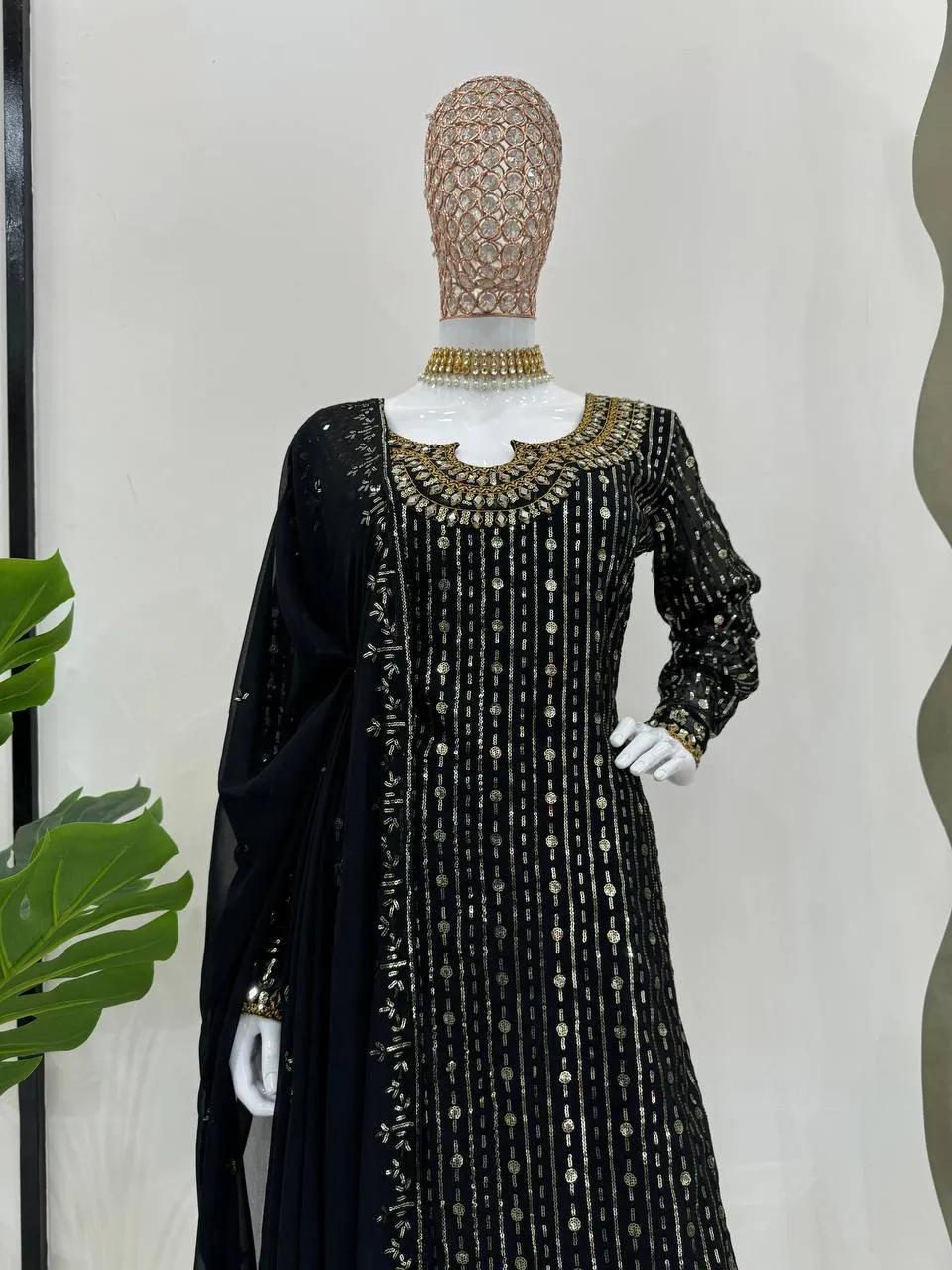 Readymade Straight Pakistani Suit Black - Image 2