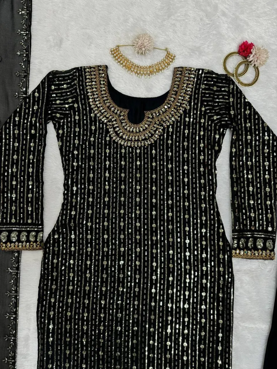 Readymade Straight Pakistani Suit Black - Image 3