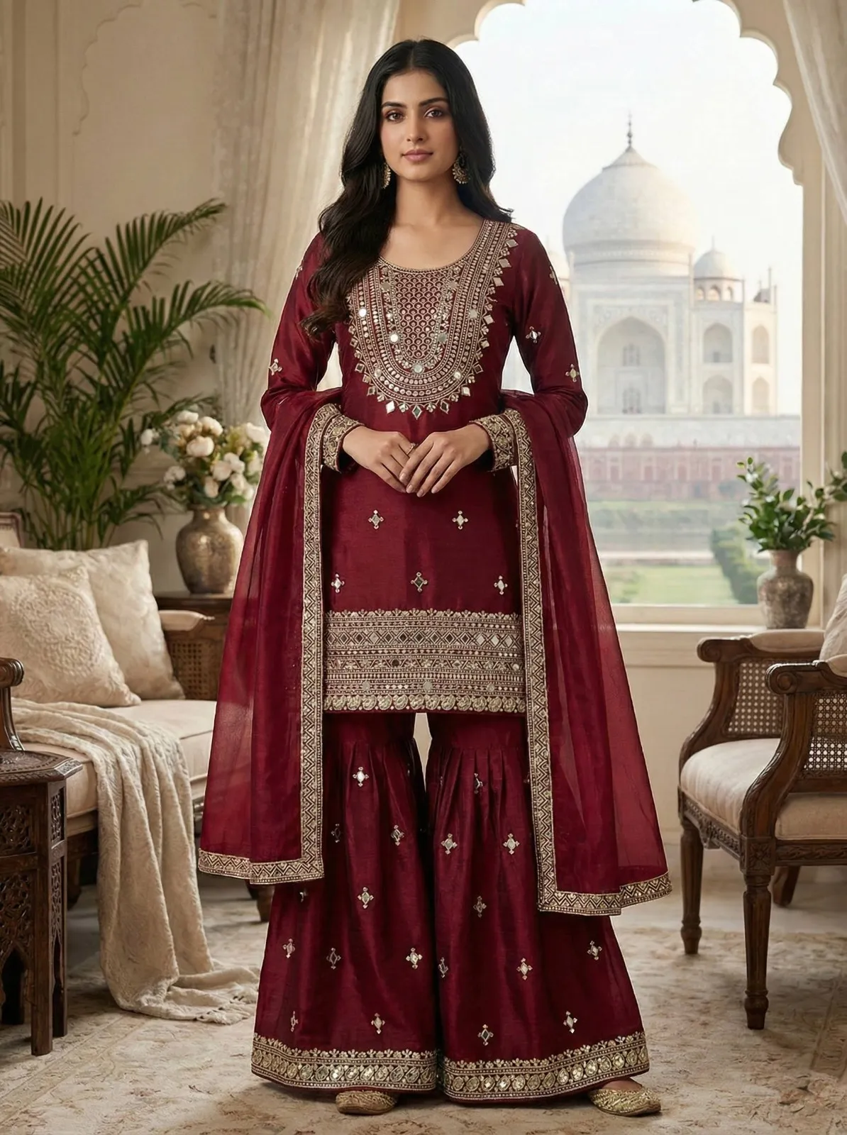 Red Eid Special Pakistani Garara Salwar Suit