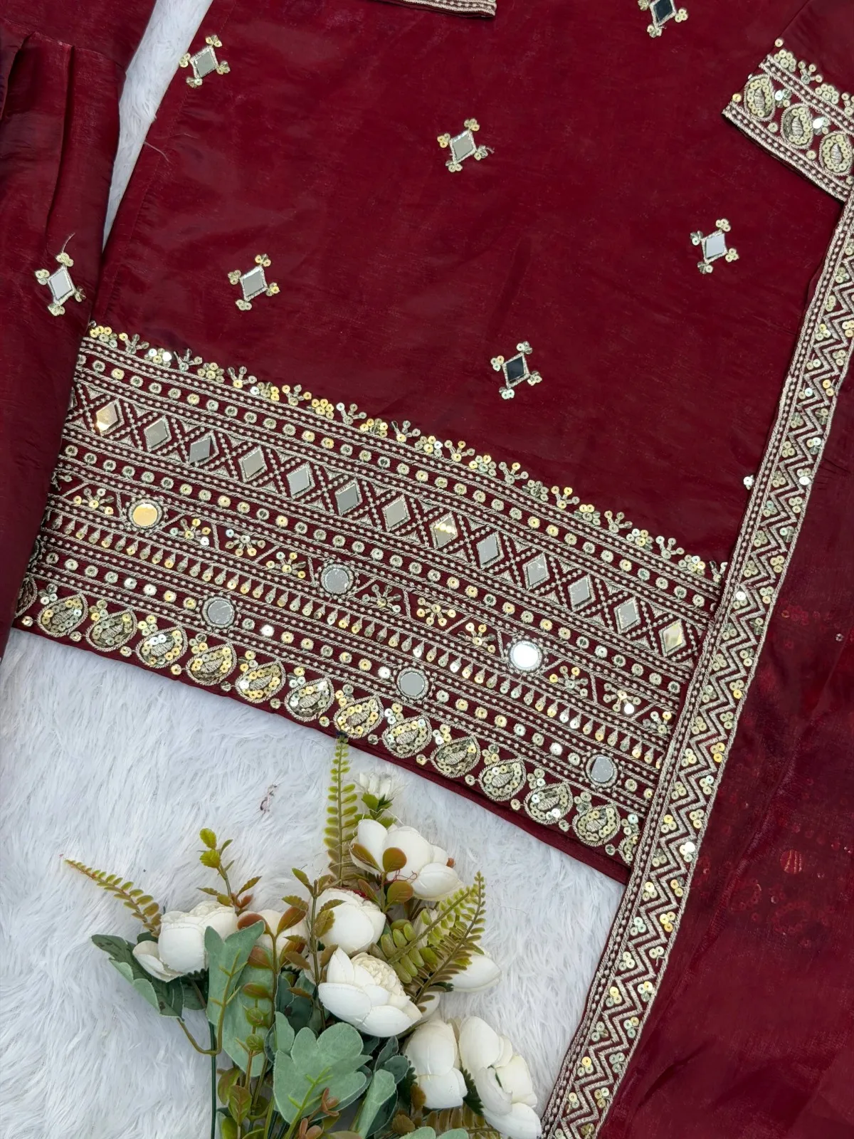 Red Eid Special Pakistani Garara Salwar Suit - Image 2