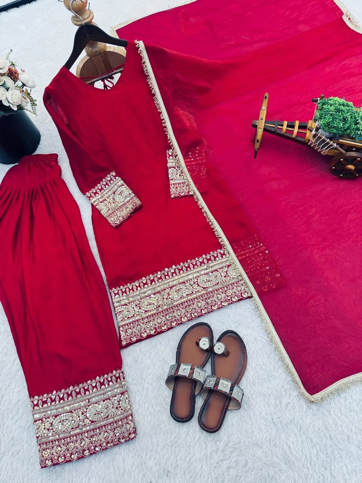 Red Farshi Salwar Suit - Image 3