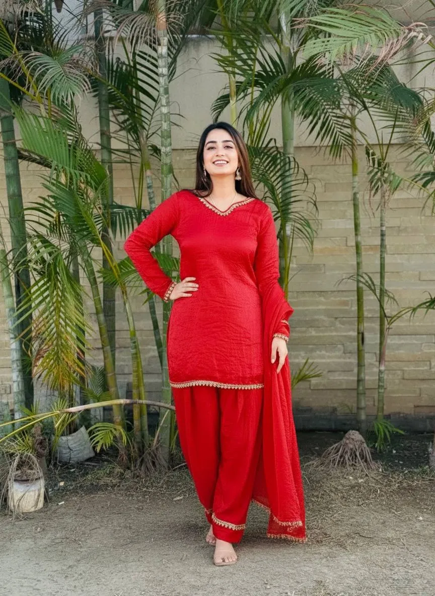 Red Farsi Salwar Suit Set - Image 6