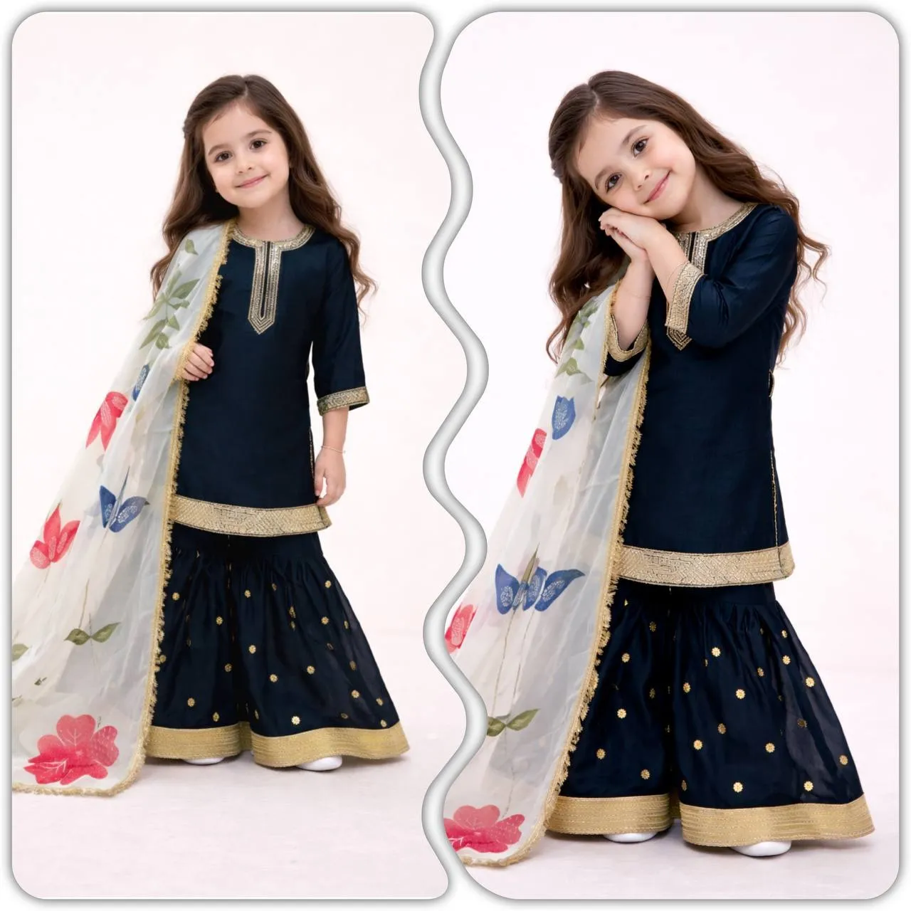 Small Girls Black Sharara Suit for Eid - Image 7