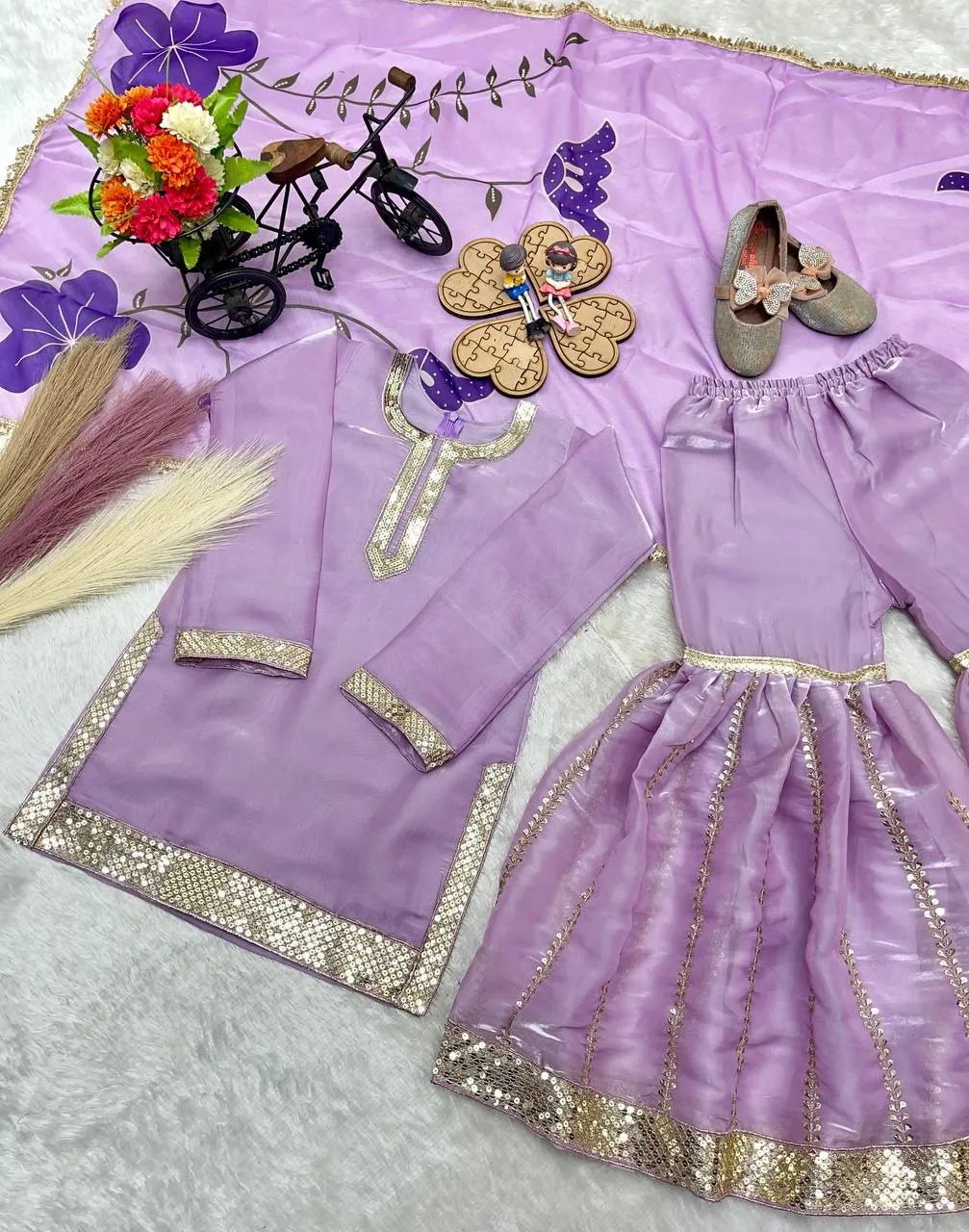 Small Girls Kids Sharara Suit for Eid - Image 2