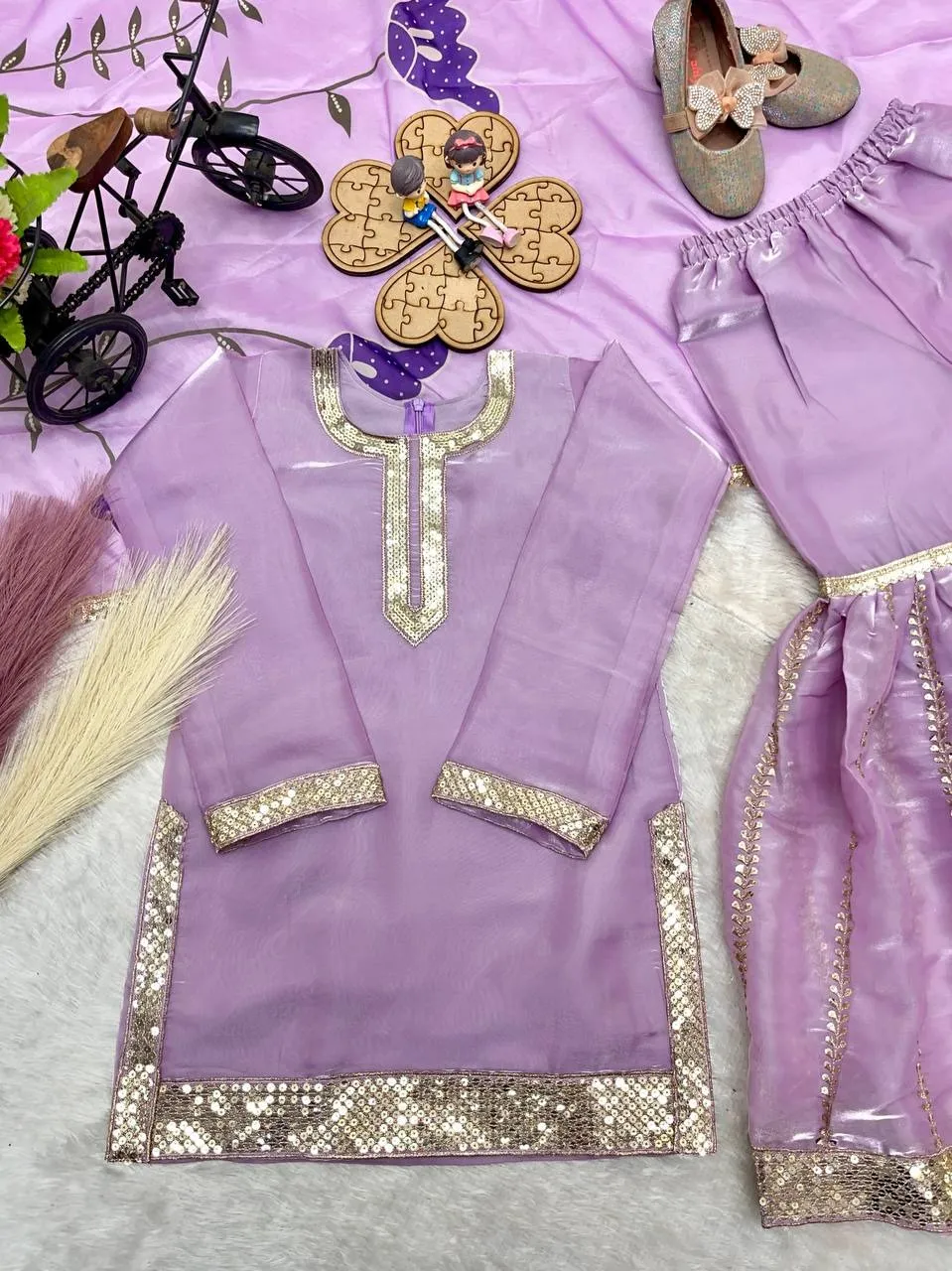 Small Girls Kids Sharara Suit for Eid - Image 4