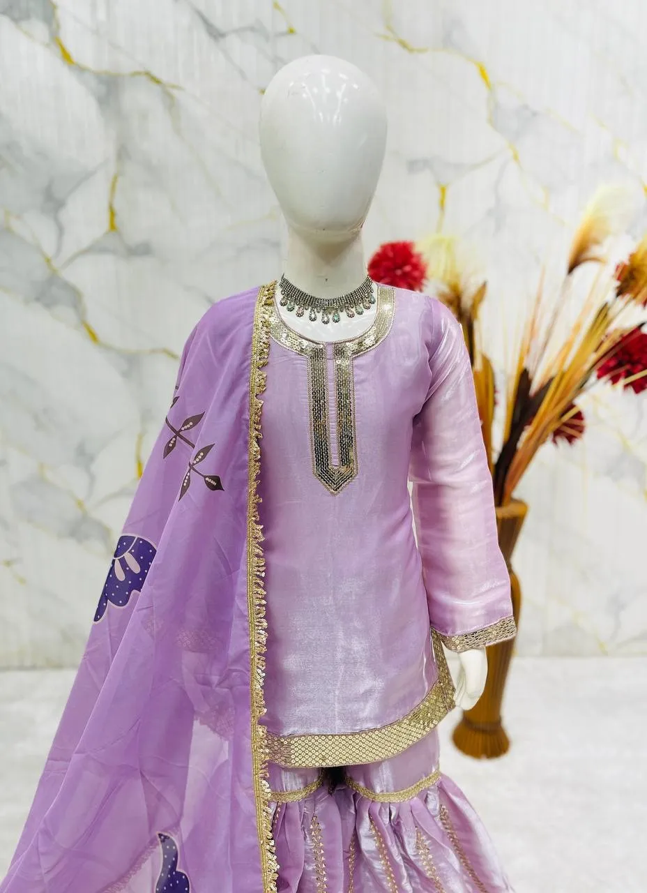 Small Girls Kids Sharara Suit for Eid - Image 5