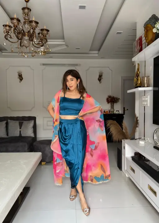 Celebrity Inspired Indowestern Dhoti with Shrug