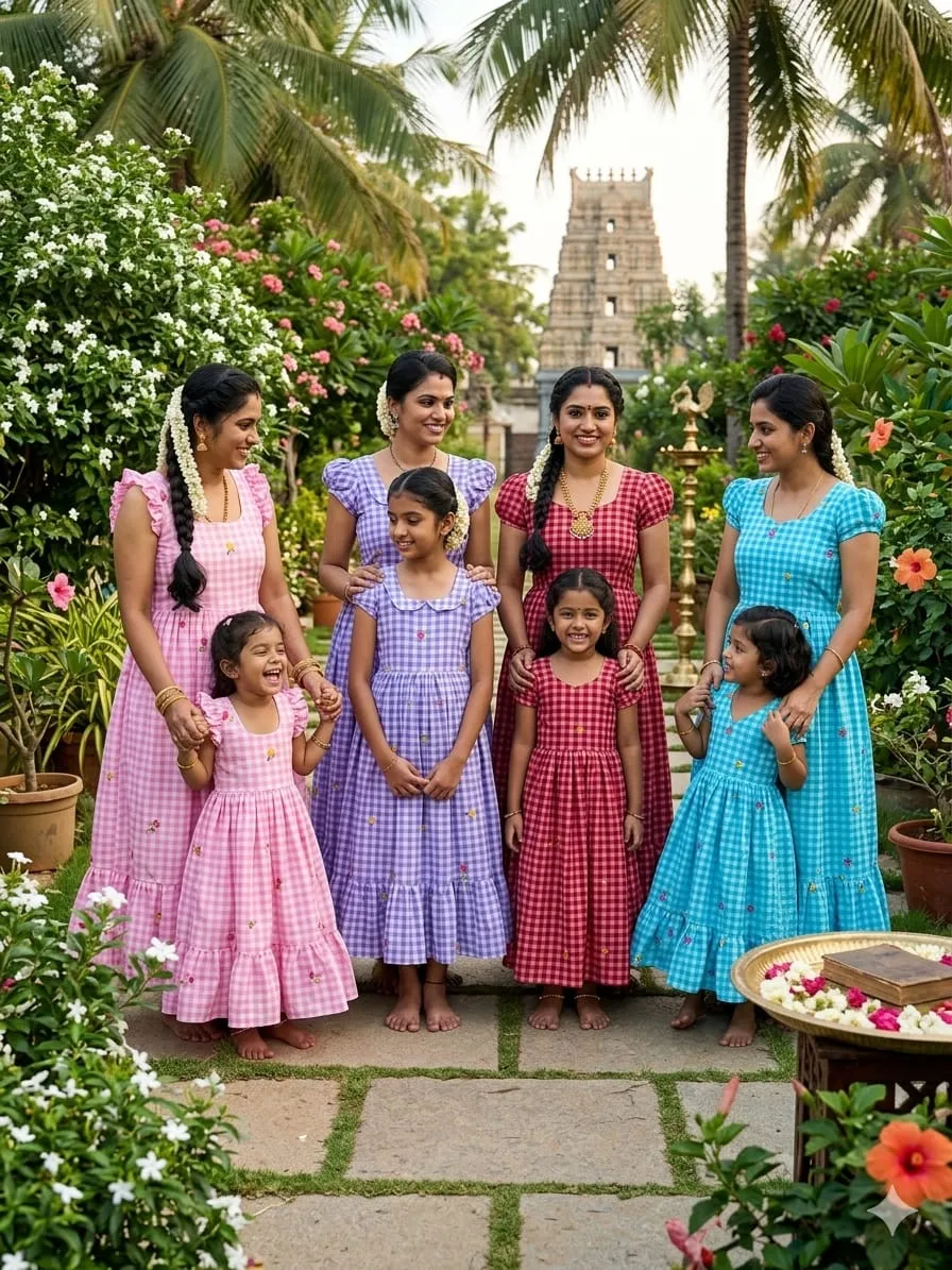 Mother Daughter Combo Midi Frock Designs
