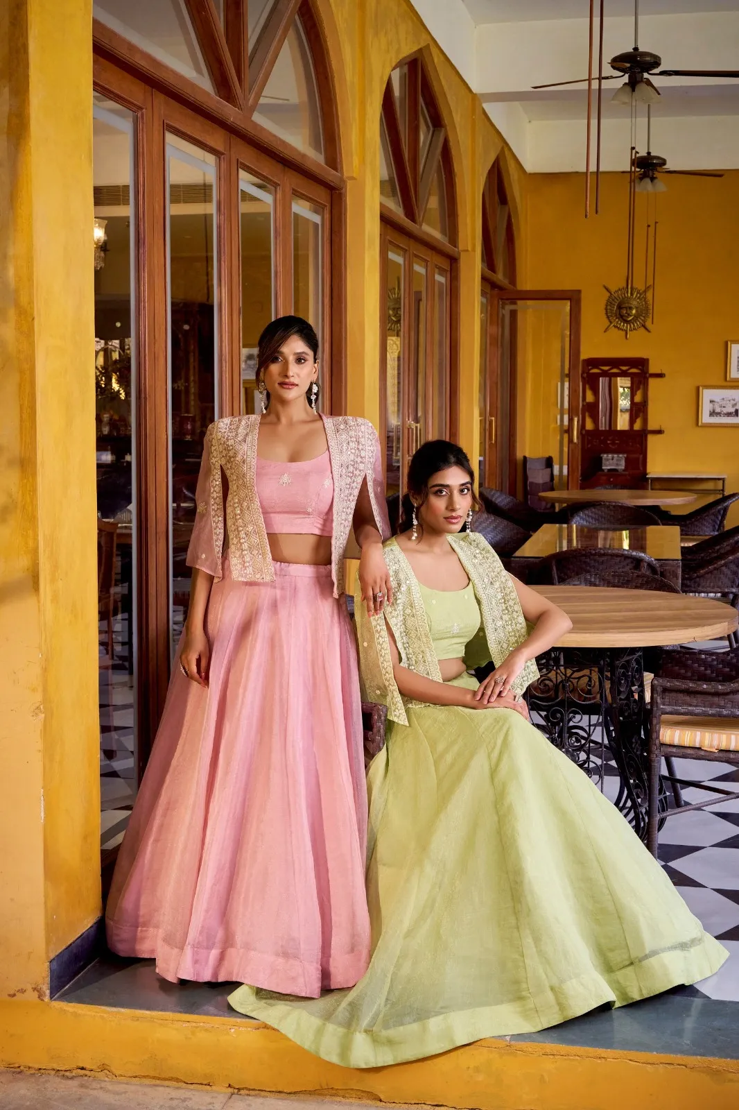 Pastel Pink Wedding Koti Blouse Lehenga Readymade - Image 3