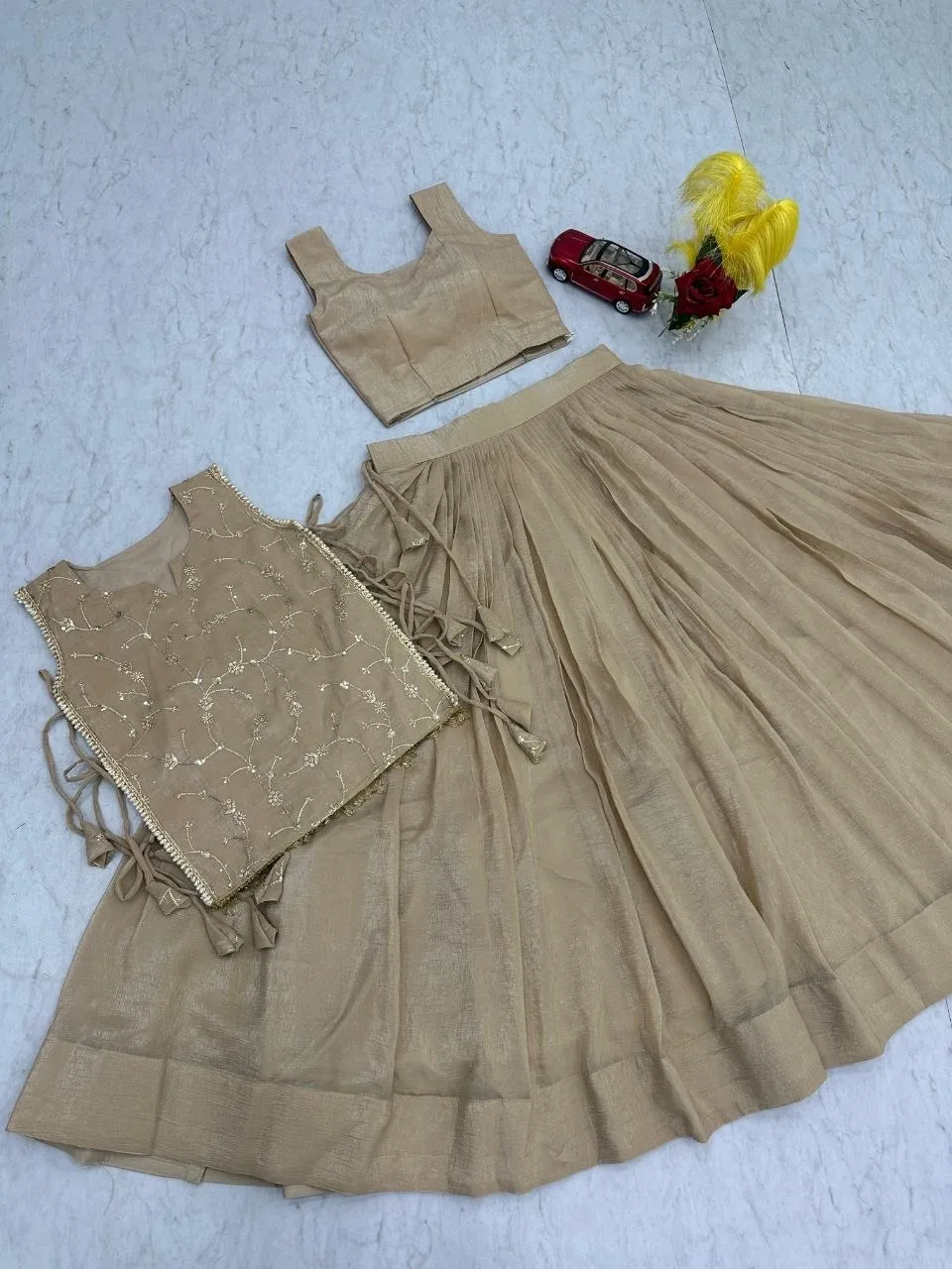 Designer Long Blouse with Lehenga Under 2000 - Image 6