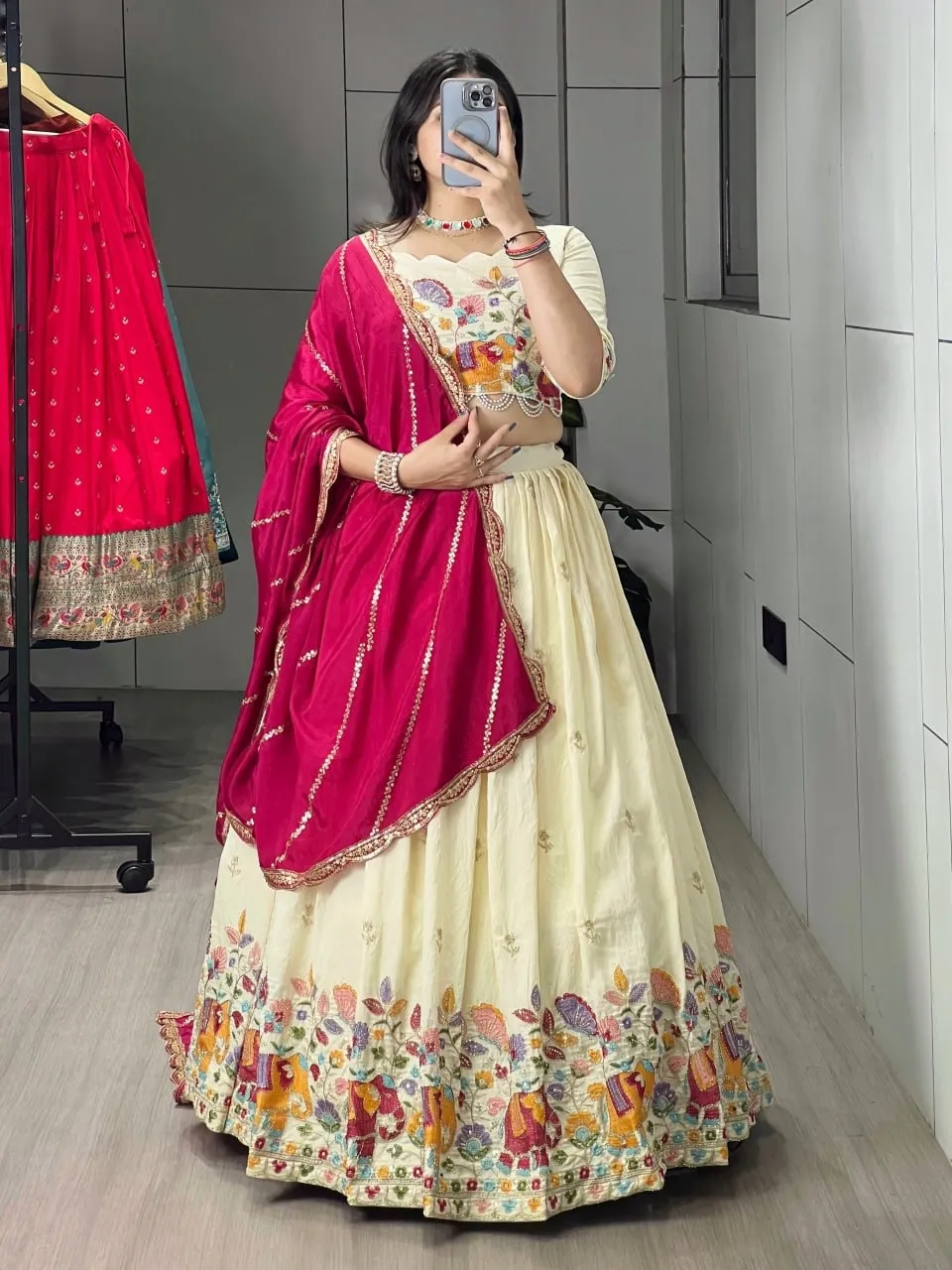 Designer Creme Traditional Chaniya Choli