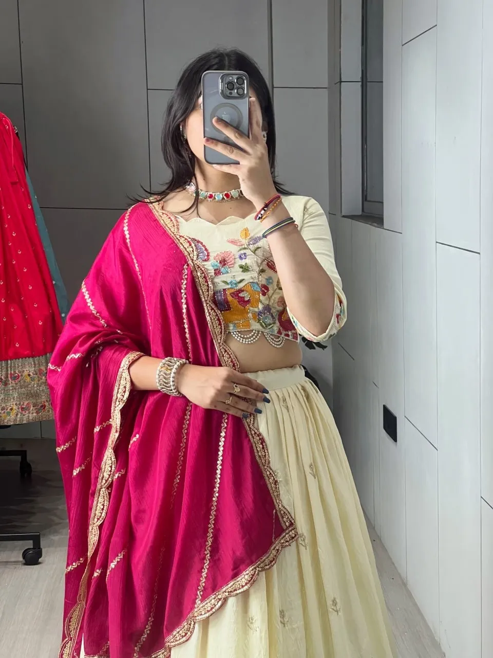 Designer Creme Traditional Chaniya Choli - Image 2