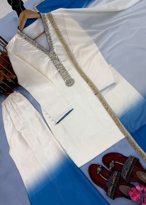 Double Shaded Short Shirt Pakistani Plazzo Dress