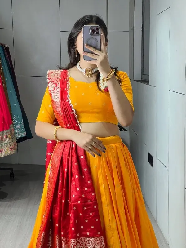 Golden Color Paithani Silk Lehenga for Wedding - Image 3