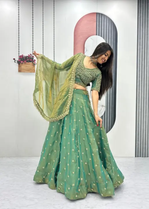Pista Green Beats Work Readymade Lehenga Choli for Wedding