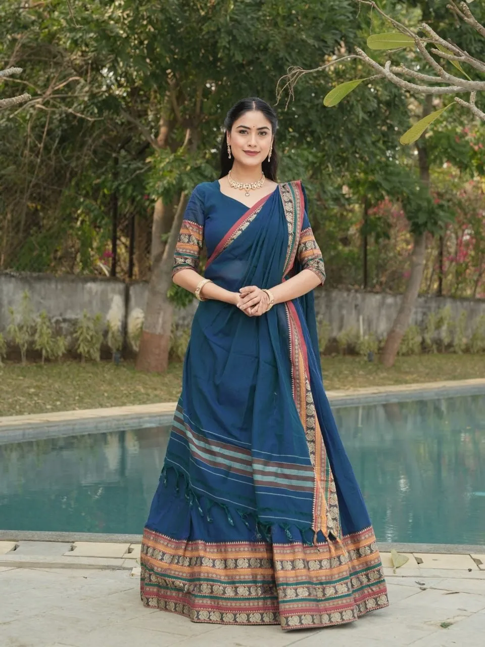 Rama Color Wedding Special Lehenga Choli Under 2500 - Image 2