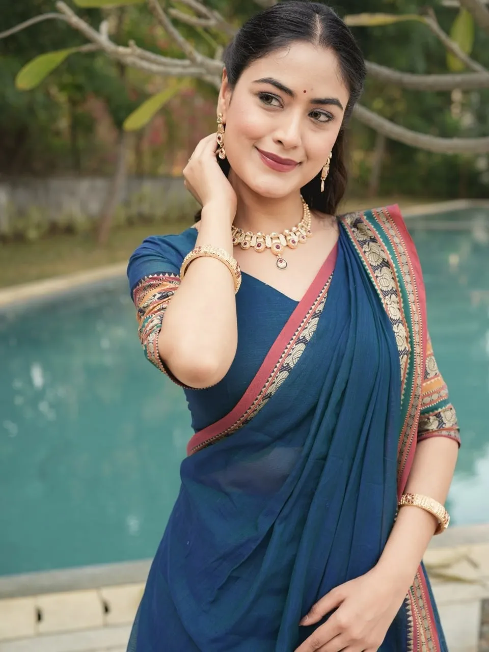 Rama Color Wedding Special Lehenga Choli Under 2500 - Image 5