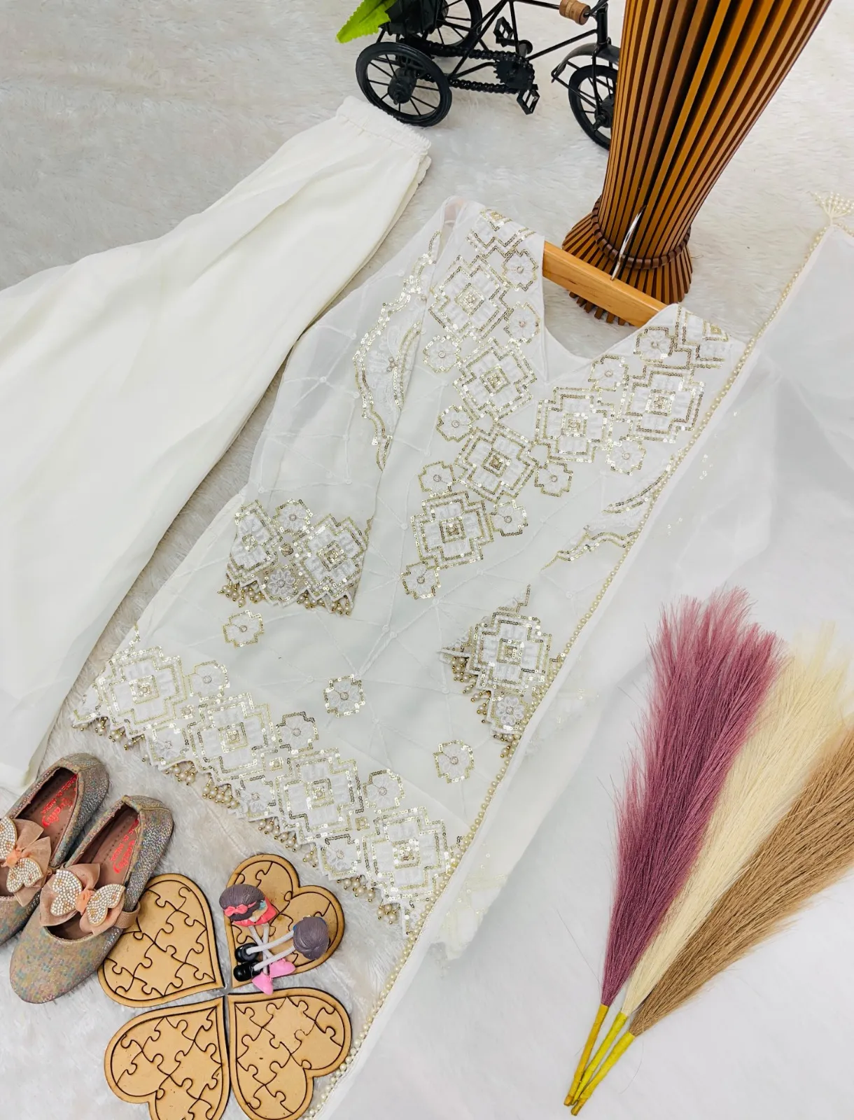 Small Girl Kids Plazzo Salwar Suit - Image 5