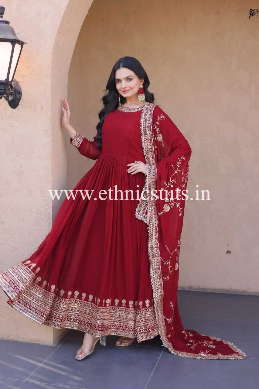 Trending Red Anarkali Suit - Image 2