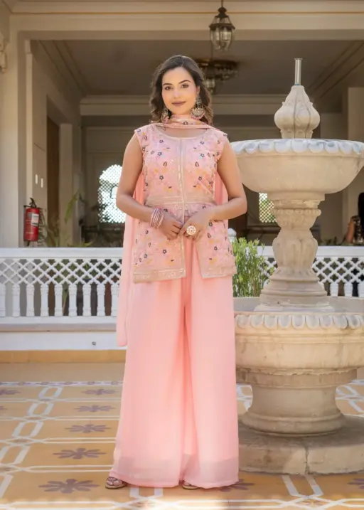 Baby Pink Wedding Wear Dress under 1500